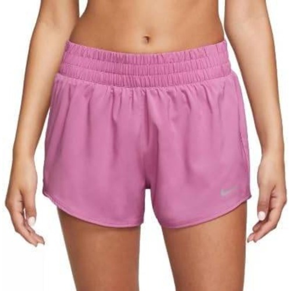 NWT Nike One Women's Dri-FIT Mid-Rise 3" Brief-Lined Shorts - Pink (XXL)